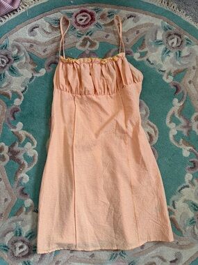 Peach Gingham Spaghetti Strap Sundress